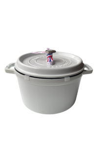STAUB Öntöttvas főzőedény, zománcozott, 24 cm/4,7 liter, Cocotte Ronde kerek, fehér szarvasgomba színű/13/