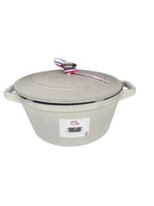 STAUB Öntöttvas főzőedény, zománcozott, 24 cm/4 liter, Cocotte Rond fehér szarvasgomba színű