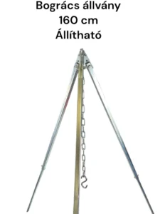 Bogrács állvány, állítható, galvanizált 1m-1,6m magasságú