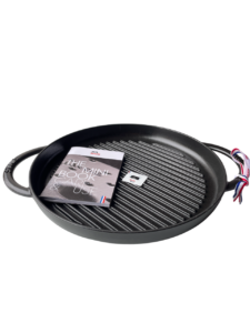 STAUB öntöttvas grillserpenyő kerek, kettő ovális fogóval 30 cm (24)