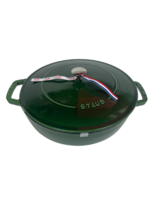 STAUB Öntöttvas, zománcozott, Chistera serpenyő, lábas, fedővel, 28 cm/3,7 liter, bazsalikom zöld színű (55)