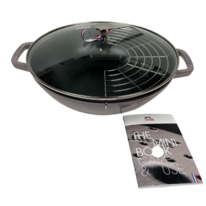 Staub Öntöttvas Wok, Perfect Pan 30 cm – Halvány Rózsaszín, Hóálló üvegfedővel, 4,4 L (66)