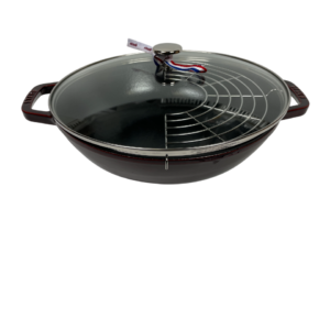 Staub Öntöttvas Wok, Perfect Pan 30 cm – Gránát Vörös, Hóálló üvegfedővel, 4,4 L (67)